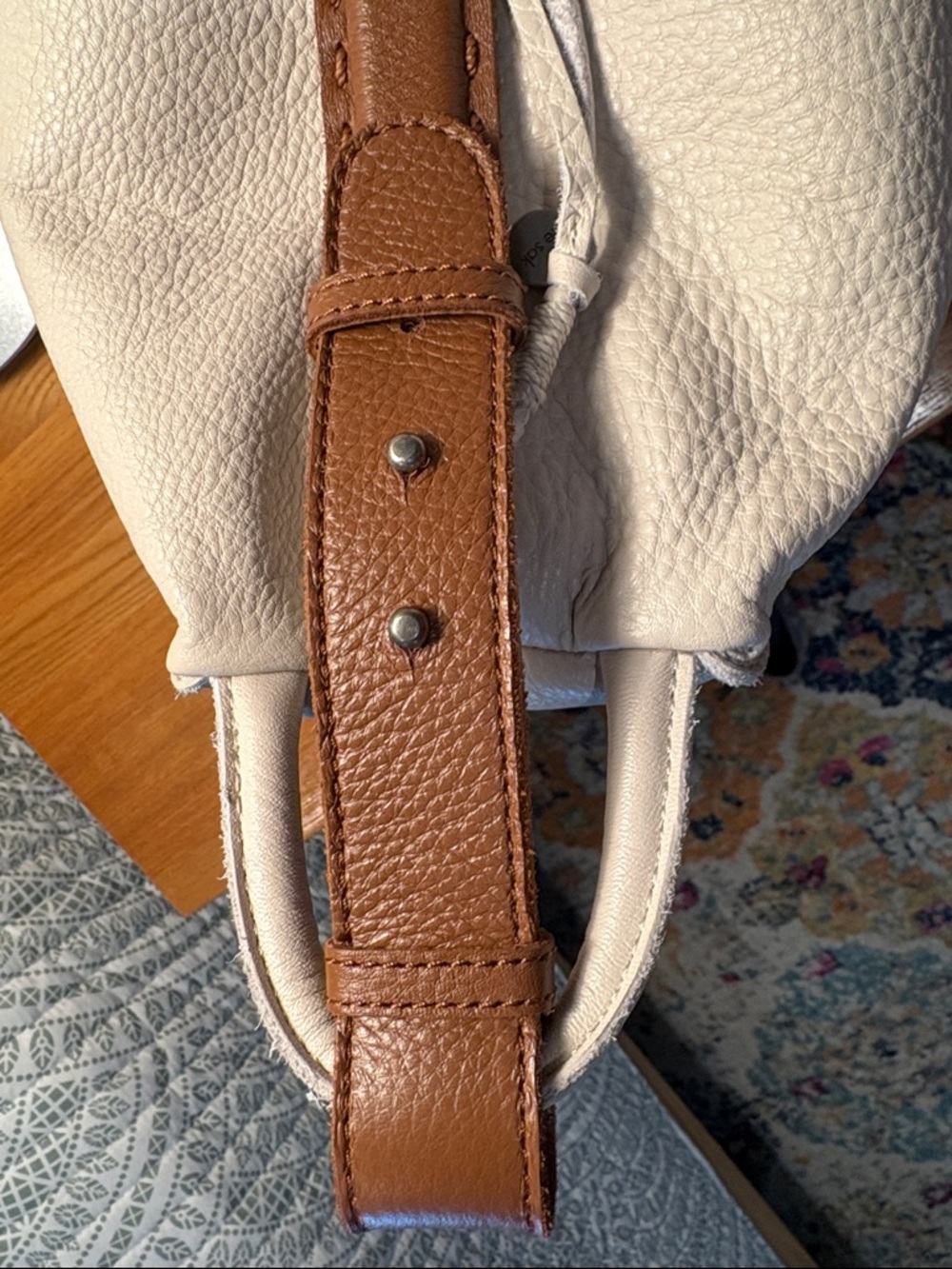 The Sak Los Feliz Hobo Cream Leather with Brown Shoulder Strap - Picture 14 of 16